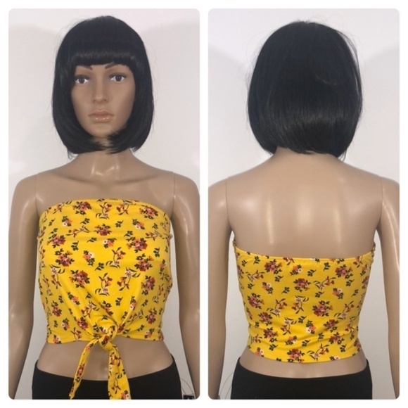 New Floral Print Tie Front Bandeau Crop Top - Picture 1 of 12